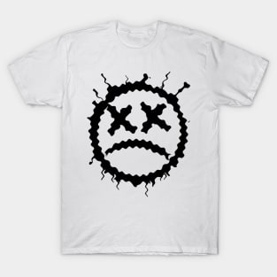 Graffiti sad emoticon | sprayed smiley emoji V3 Black T-Shirt